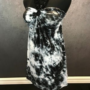 Vanity Black\White Tie Dye Halter Dress. Size M.